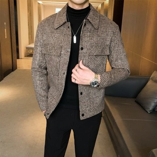 Men's patchwork pattern coat