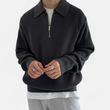 Men's polyester half-zip sweater