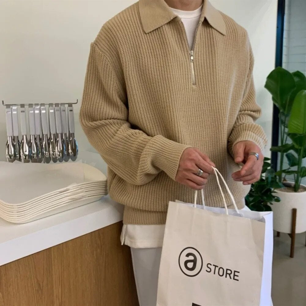 Men's polyester half-zip sweater