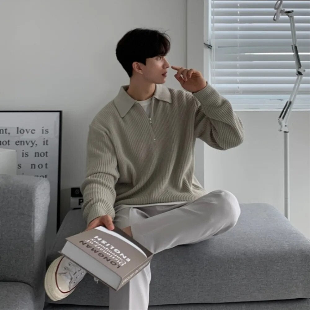 Men's polyester half-zip sweater
