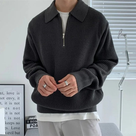 Men's polyester half-zip sweater