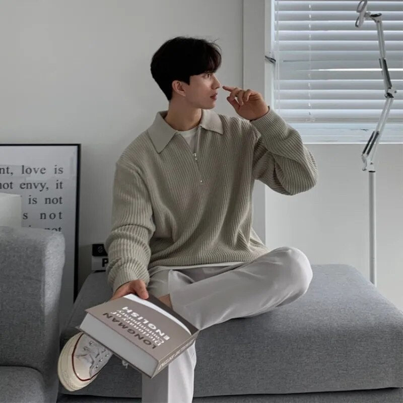 Men's polyester half-zip sweater