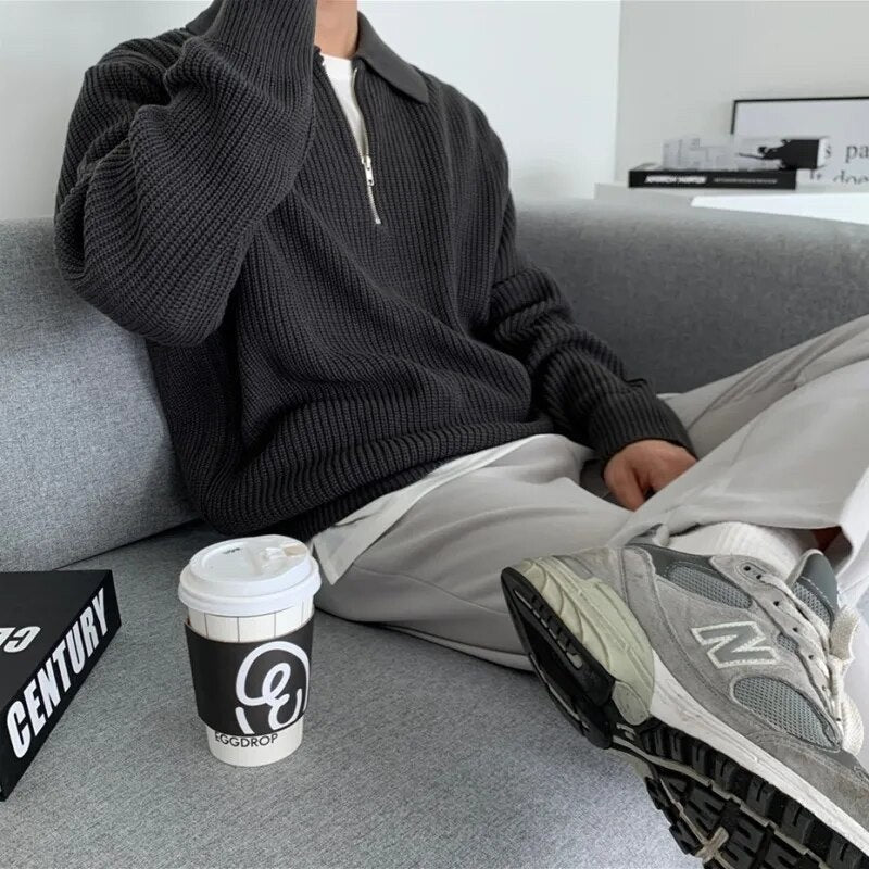 Men's polyester half-zip sweater