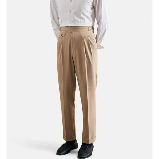 Men's Polyester High-Waist Business Trousers