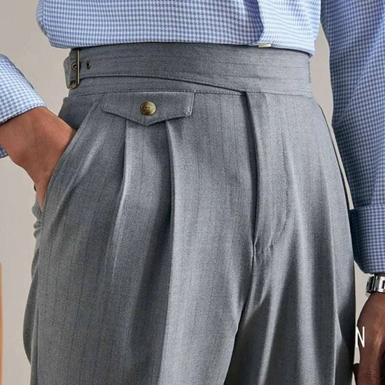 Men's Polyester High-Waist Business Trousers