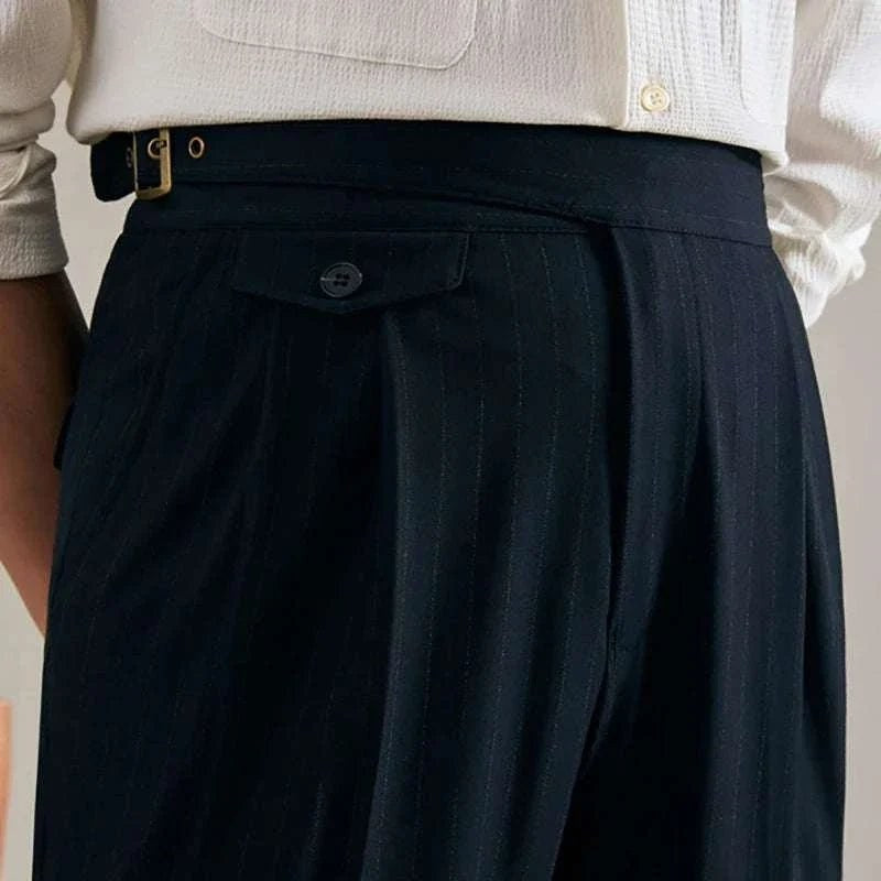 Men's Polyester High-Waist Business Trousers