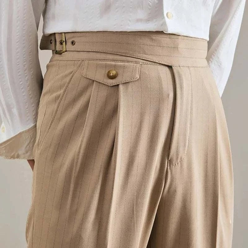 Men's Polyester High-Waist Business Trousers