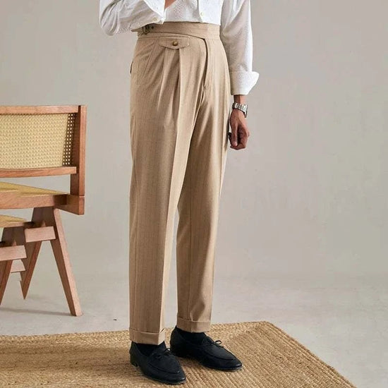 Men's Polyester High-Waist Business Trousers
