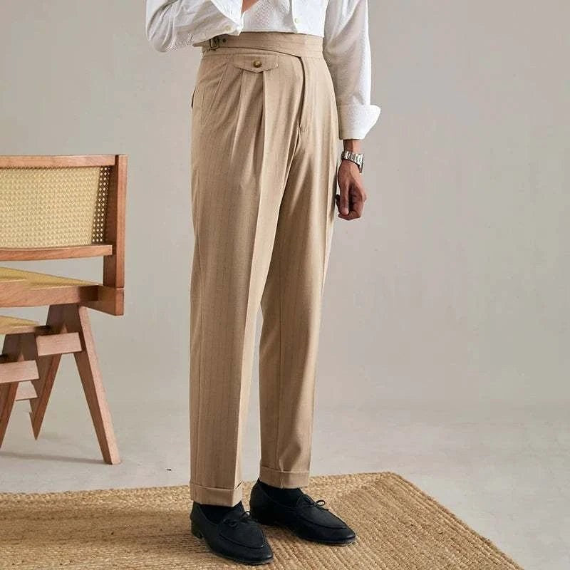 Men's Polyester High-Waist Business Trousers