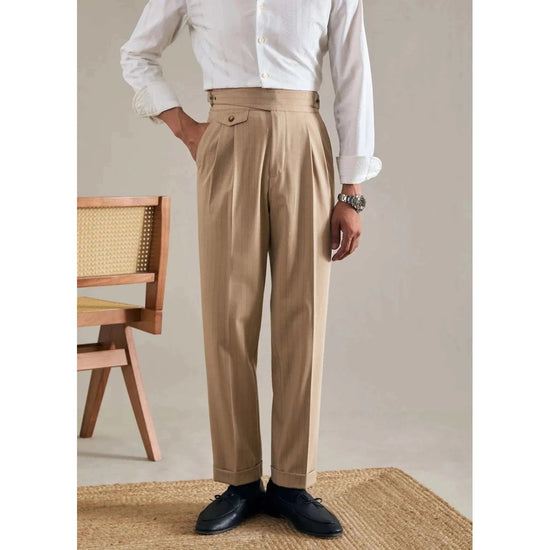 Men's Polyester High-Waist Business Trousers