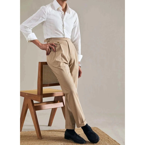Men's Polyester High-Waist Business Trousers