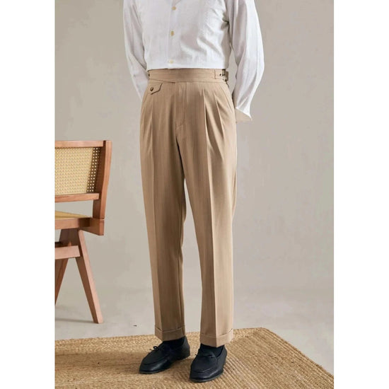 Men's Polyester High-Waist Business Trousers