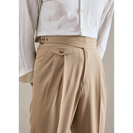 Men's Polyester High-Waist Business Trousers