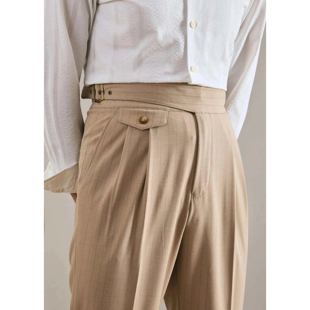 Men's Polyester High-Waist Business Trousers