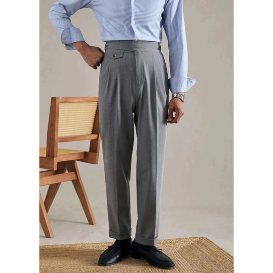 Men's Polyester High-Waist Business Trousers