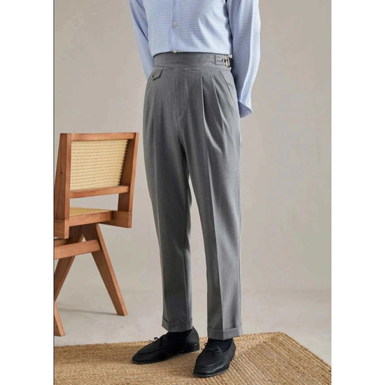 Men's Polyester High-Waist Business Trousers