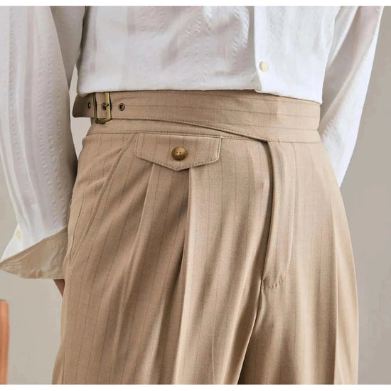 Men's Polyester High-Waist Business Trousers
