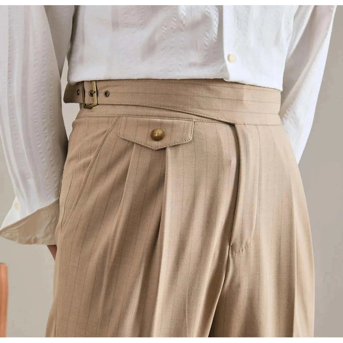 Men's Polyester High-Waist Business Trousers