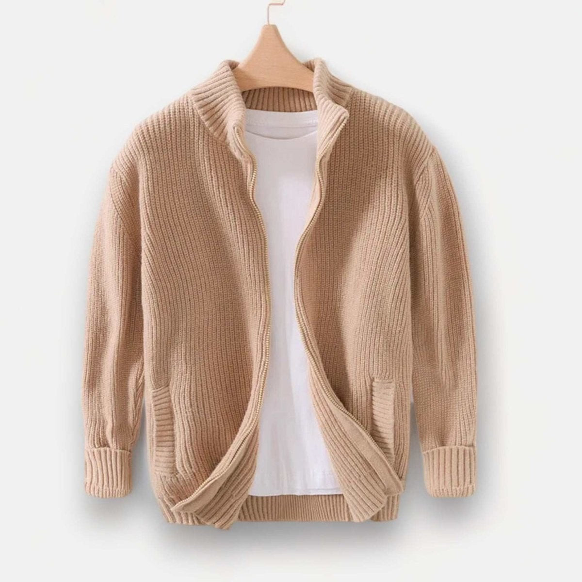Men's polyester stand-collar zip jacket