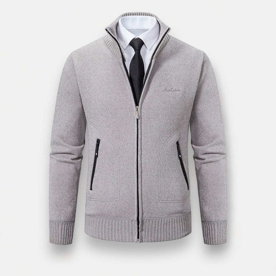 Men's polyester stand-collar zip sweater