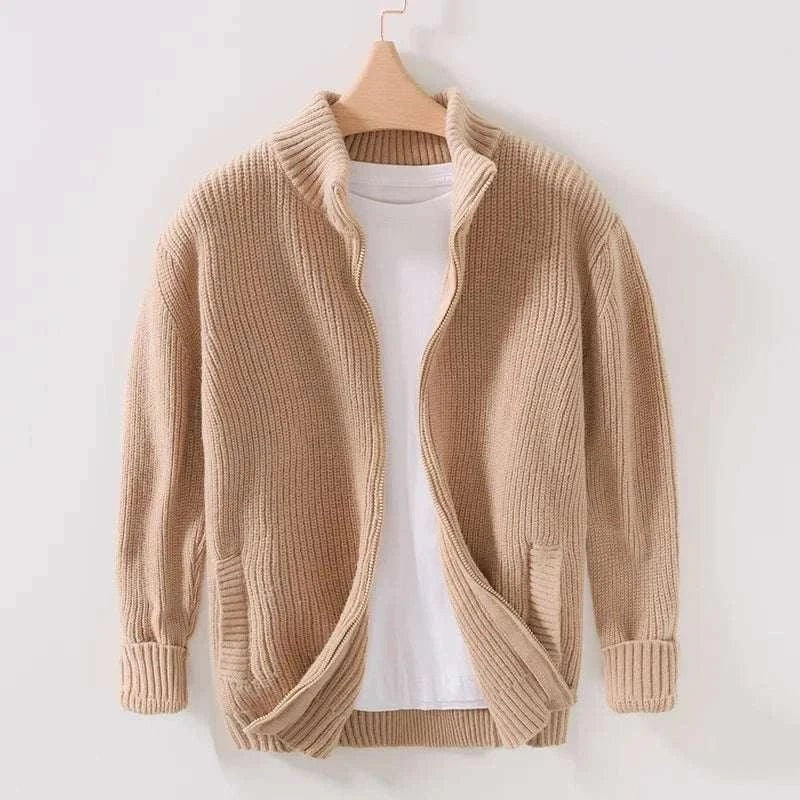 Men's polyester stand-collar zip jacket