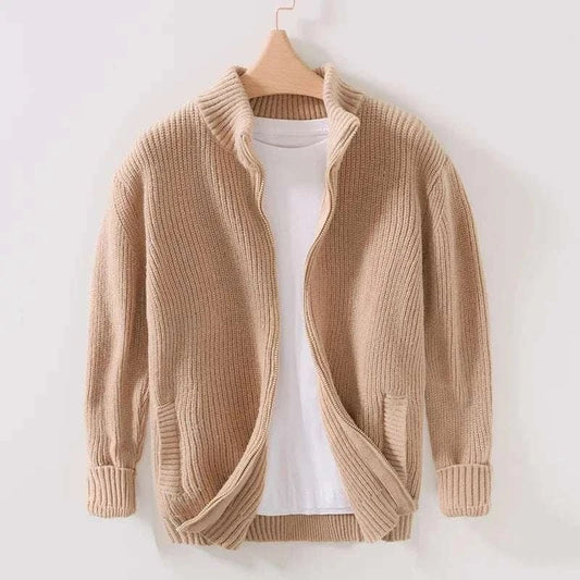 Men's polyester stand-collar zip jacket