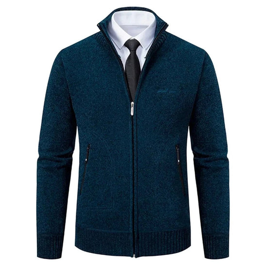 Men's polyester stand-collar zip sweater