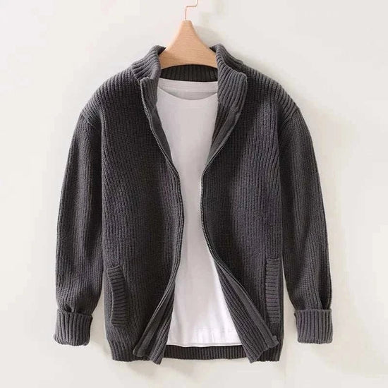 Men's polyester stand-collar zip jacket