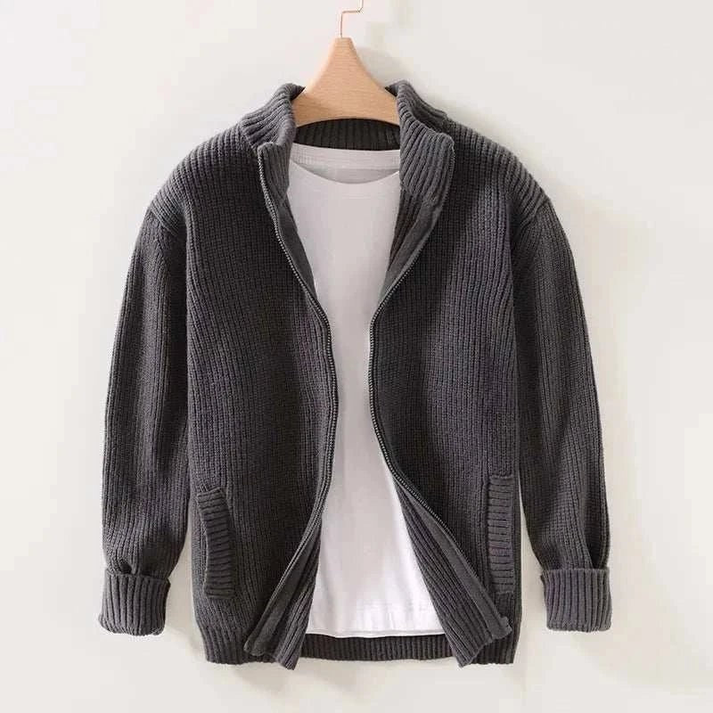 Men's polyester stand-collar zip jacket
