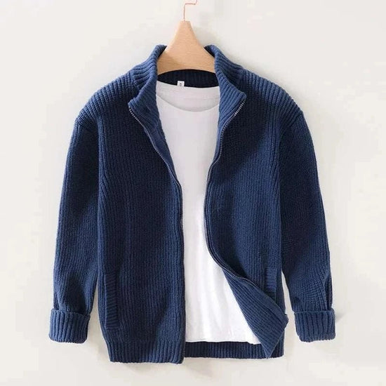 Men's polyester stand-collar zip jacket