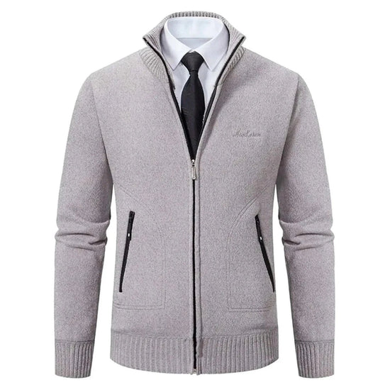Men's polyester stand-collar zip sweater