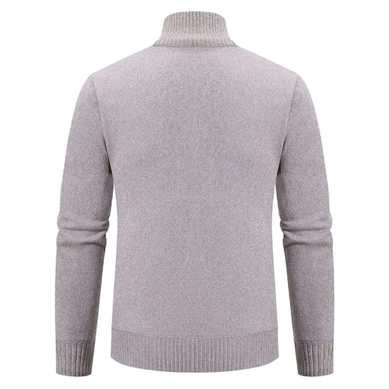 Men's polyester stand-collar zip sweater