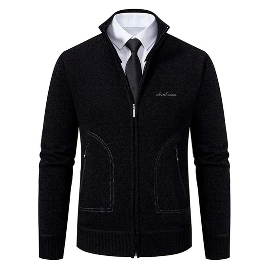 Men's polyester stand-collar zip sweater