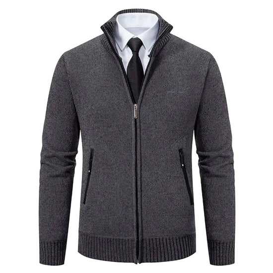 Men's polyester stand-collar zip sweater