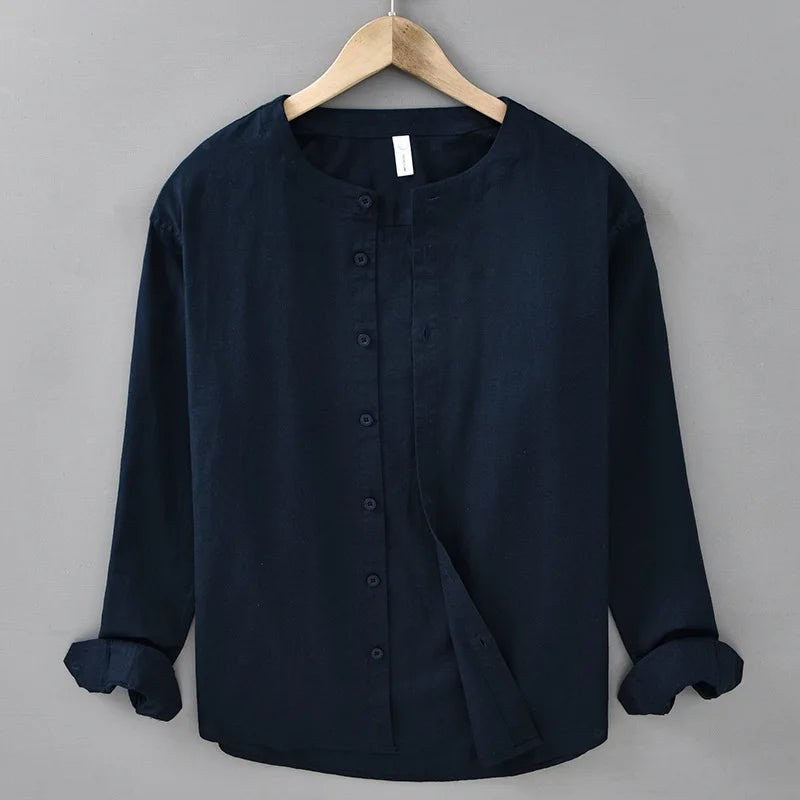 Men's relaxed-fit cotton-linen shirt