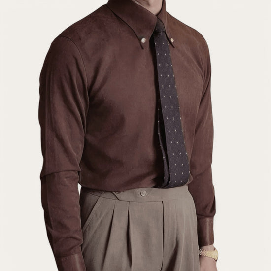 Men's retro coffee-tone business shirt