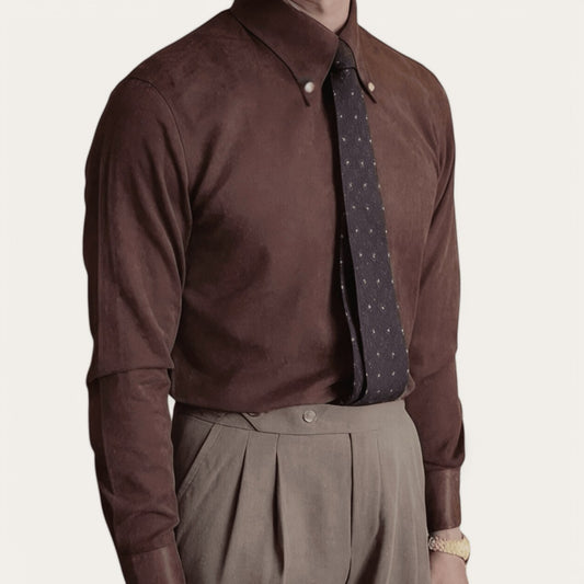 Men's retro coffee-tone business shirt