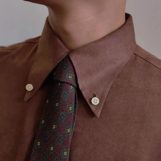 Men's retro coffee-tone business shirt