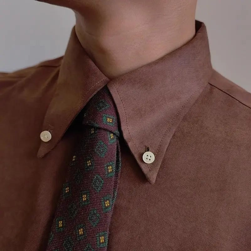 Men's retro coffee-tone business shirt