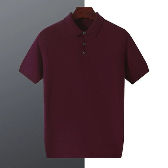 Men's Silk-Wool Knit Polo Shirt