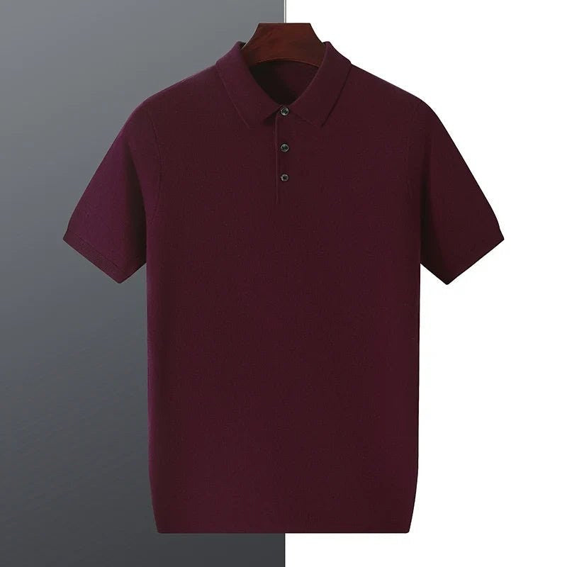 Men's Silk-Wool Knit Polo Shirt