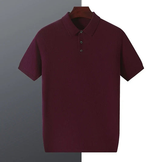 Men's Silk-Wool Knit Polo Shirt