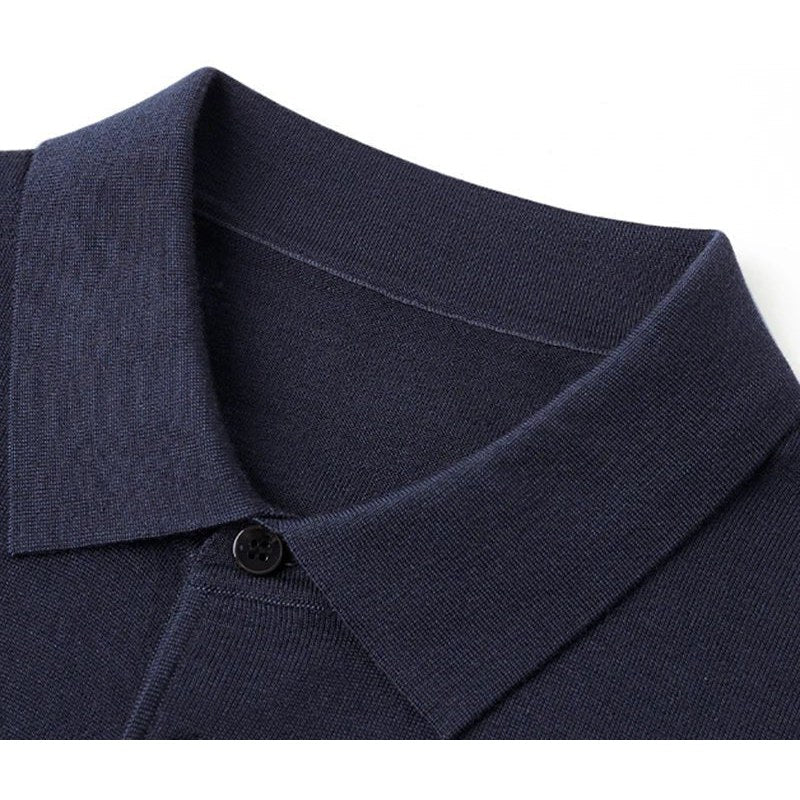 Men's Silk-Wool Knit Polo Shirt