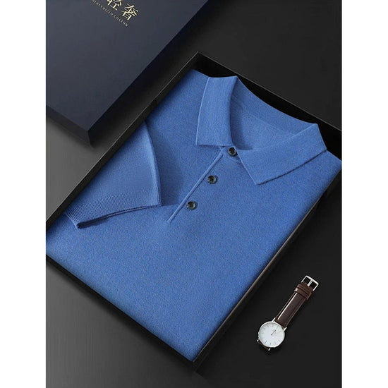 Men's Silk-Wool Knit Polo Shirt