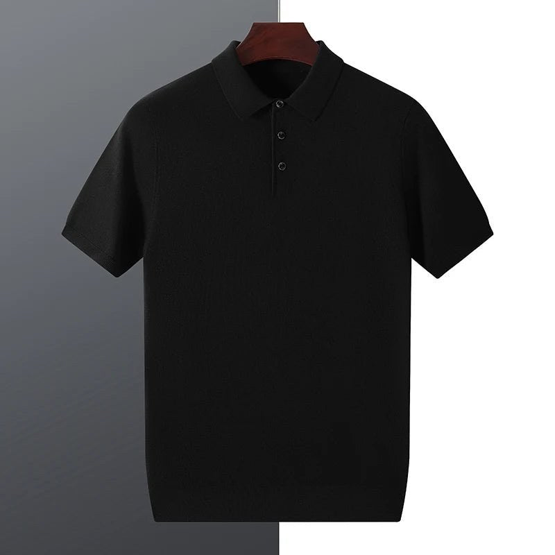 Men's Silk-Wool Knit Polo Shirt