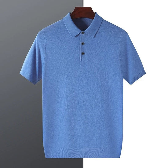 Men's Silk-Wool Knit Polo Shirt