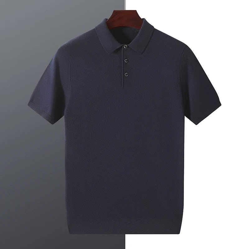 Men's Silk-Wool Knit Polo Shirt