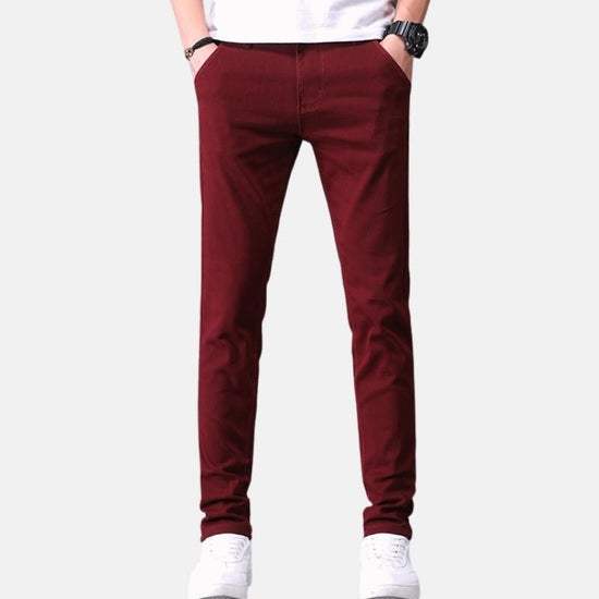 Men's slim-fit stretch cotton trousers