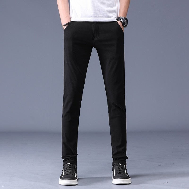 Men's slim-fit stretch cotton trousers