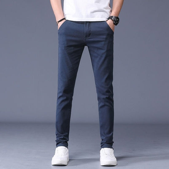 Men's slim-fit stretch cotton trousers